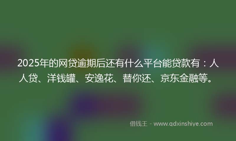2025年的网贷逾期后还有什么平台能贷款有：人人贷、洋钱罐、安逸花、替你还、京东金融等。