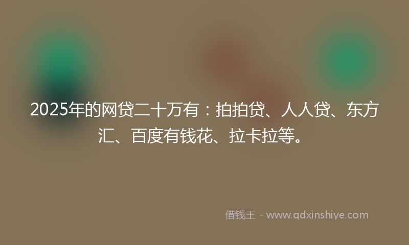 2025年的网贷二十万有：拍拍贷、人人贷、东方汇、百度有钱花、拉卡拉等。