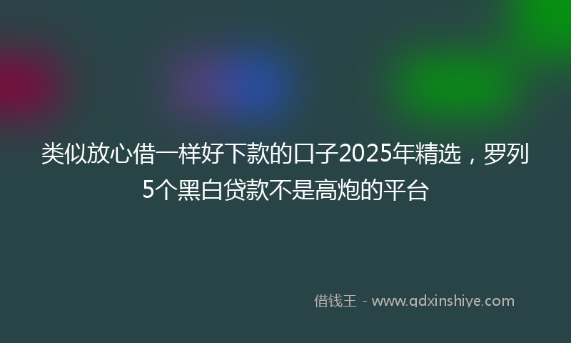 类似放心借一样好下款的口子2025年精选，罗列5个黑白贷款不是高炮的平台