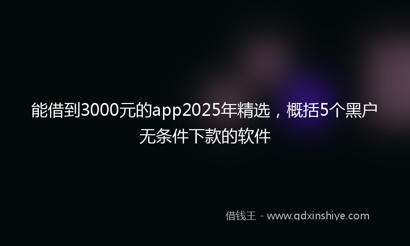 能借到3000元的app2025年精选，概括5个黑户无条件下款的软件