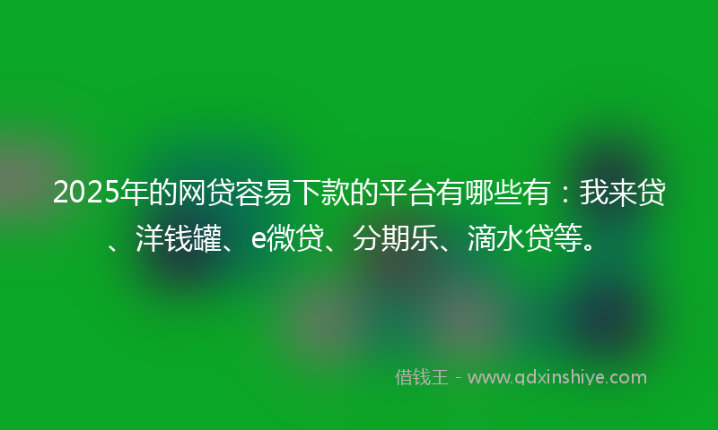 2025年的网贷容易下款的平台有哪些有：我来贷、洋钱罐、e微贷、分期乐、滴水贷等。