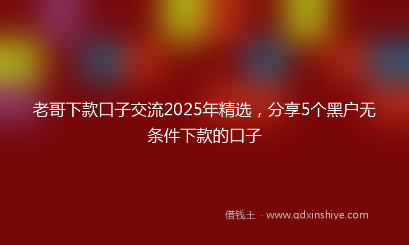 老哥下款口子交流2025年精选，分享5个黑户无条件下款的口子