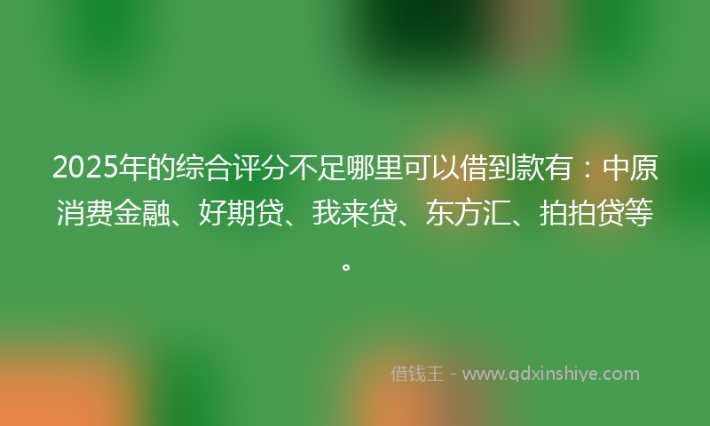 2025年的综合评分不足哪里可以借到款有：中原消费金融、好期贷、我来贷、东方汇、拍拍贷等。