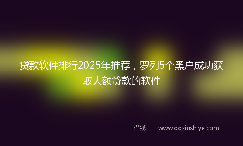 贷款软件排行2025年推荐，罗列5个黑户成功获取大额贷款的软件