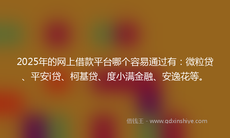 2025年的网上借款平台哪个容易通过有：微粒贷、平安i贷、柯基贷、度小满金融、安逸花等。