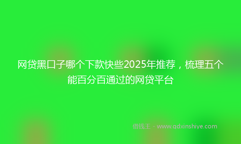 网贷黑口子哪个下款快些2025年推荐，梳理五个能百分百通过的网贷平台