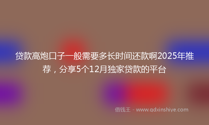 贷款高炮口子一般需要多长时间还款啊2025年推荐，分享5个12月独家贷款的平台