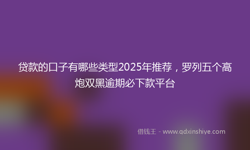 贷款的口子有哪些类型2025年推荐，罗列五个高炮双黑逾期必下款平台