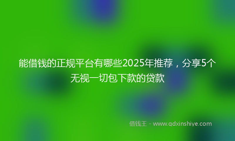 能借钱的正规平台有哪些2025年推荐，分享5个无视一切包下款的贷款