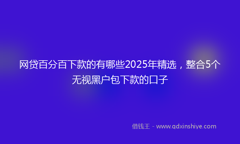 网贷百分百下款的有哪些2025年精选，整合5个无视黑户包下款的口子
