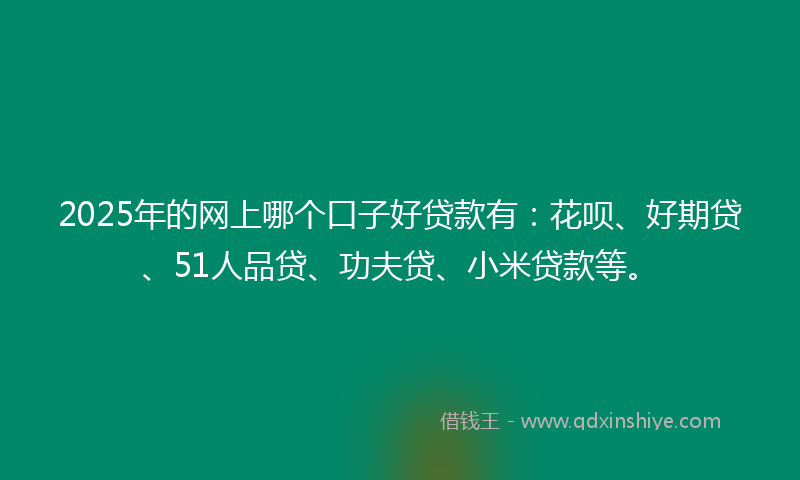 2025年的网上哪个口子好贷款有：花呗、好期贷、51人品贷、功夫贷、小米贷款等。