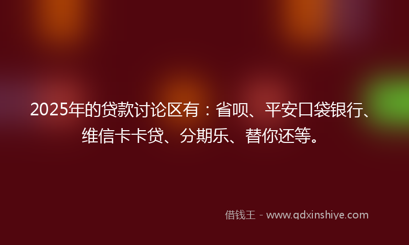 2025年的贷款讨论区有：省呗、平安口袋银行、维信卡卡贷、分期乐、替你还等。