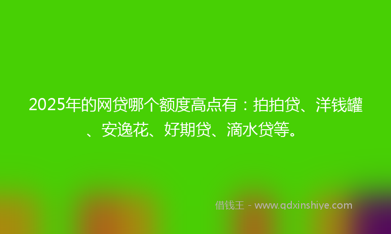 2025年的网贷哪个额度高点有：拍拍贷、洋钱罐、安逸花、好期贷、滴水贷等。