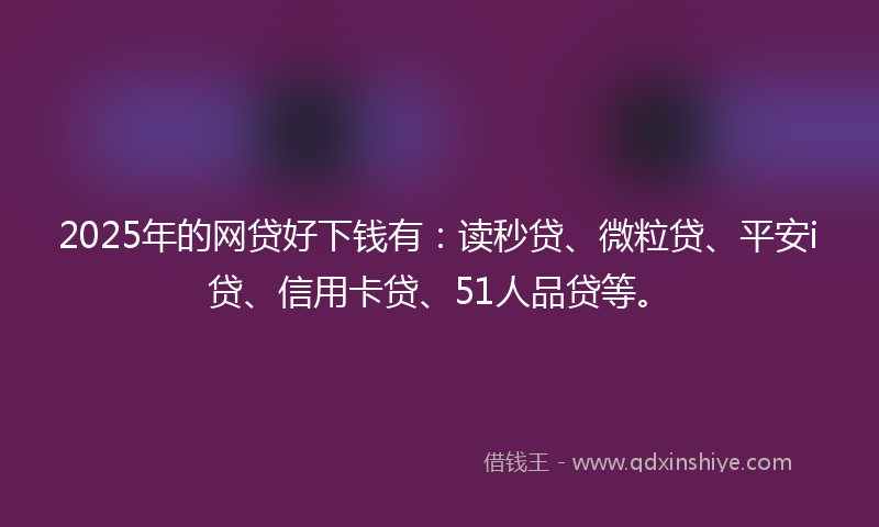 2025年的网贷好下钱有：读秒贷、微粒贷、平安i贷、信用卡贷、51人品贷等。