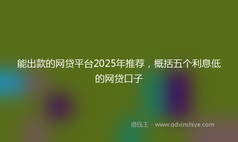 能出款的网贷平台2025年推荐，概括五个利息低的网贷口子