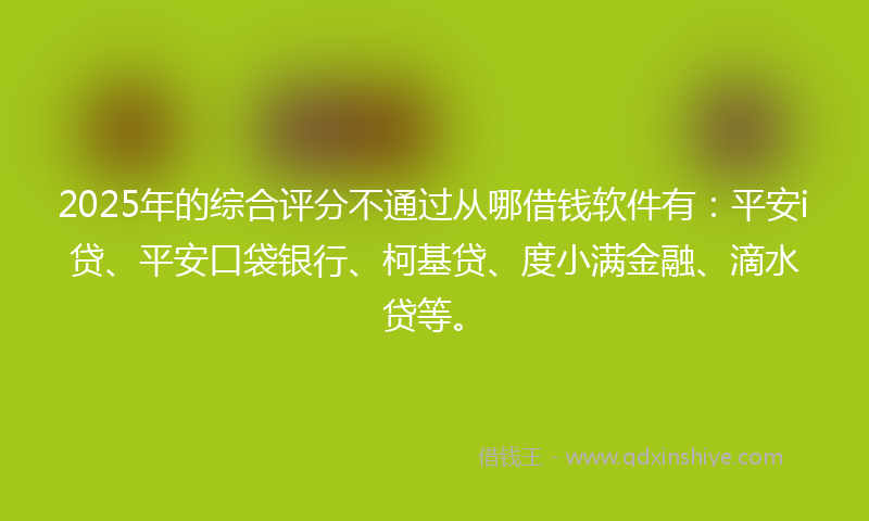 2025年的综合评分不通过从哪借钱软件有：平安i贷、平安口袋银行、柯基贷、度小满金融、滴水贷等。