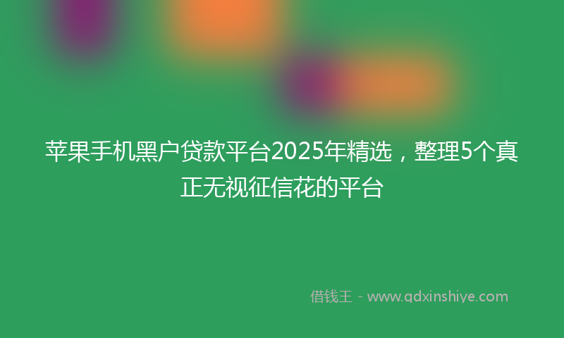苹果手机黑户贷款平台2025年精选，整理5个真正无视征信花的平台