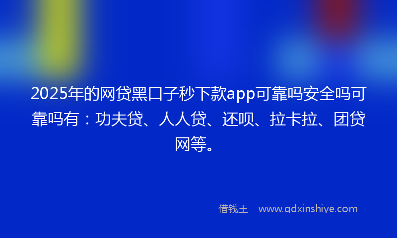 2025年的网贷黑口子秒下款app可靠吗安全吗可靠吗有：功夫贷、人人贷、还呗、拉卡拉、团贷网等。