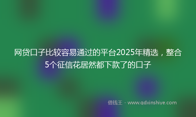 网贷口子比较容易通过的平台2025年精选，整合5个征信花居然都下款了的口子