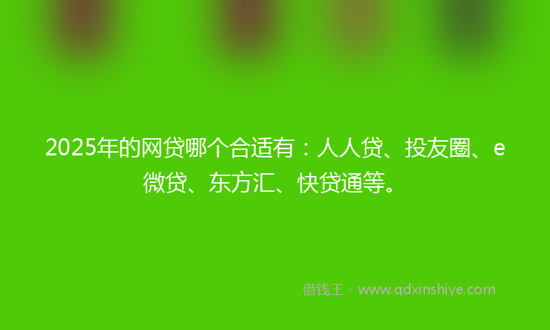 2025年的网贷哪个合适有：人人贷、投友圈、e微贷、东方汇、快贷通等。