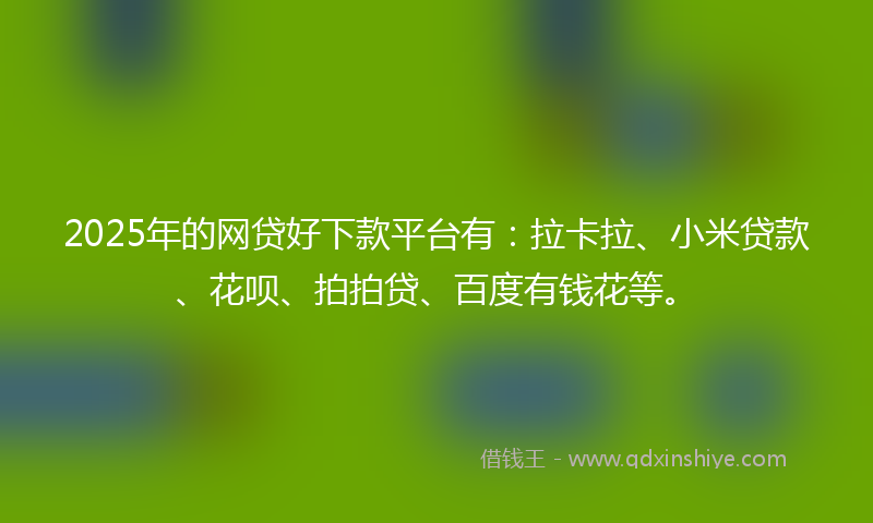 2025年的网贷好下款平台有：拉卡拉、小米贷款、花呗、拍拍贷、百度有钱花等。