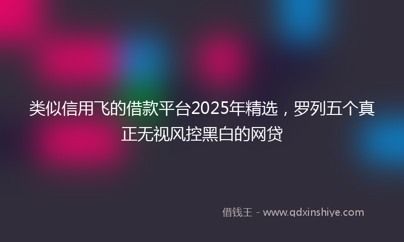 类似信用飞的借款平台2025年精选，罗列五个真正无视风控黑白的网贷