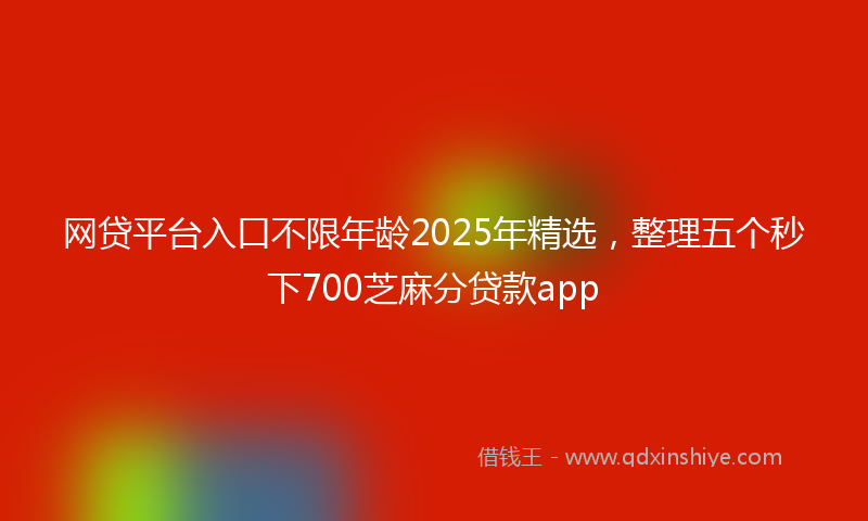 网贷平台入口不限年龄2025年精选，整理五个秒下700芝麻分贷款app