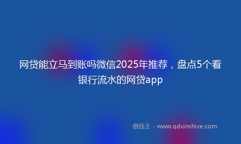网贷能立马到账吗微信2025年推荐，盘点5个看银行流水的网贷app