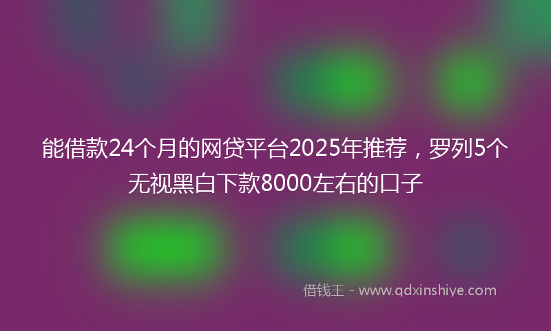 能借款24个月的网贷平台2025年推荐，罗列5个无视黑白下款8000左右的口子