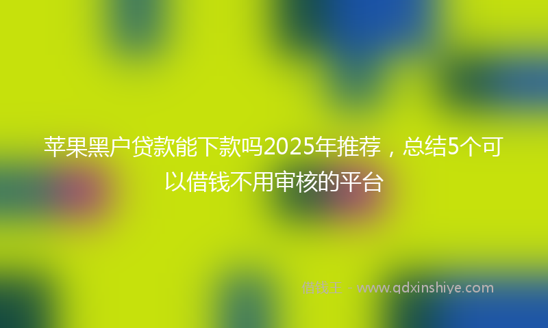 苹果黑户贷款能下款吗2025年推荐，总结5个可以借钱不用审核的平台