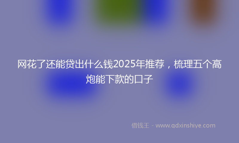 网花了还能贷出什么钱2025年推荐，梳理五个高炮能下款的口子