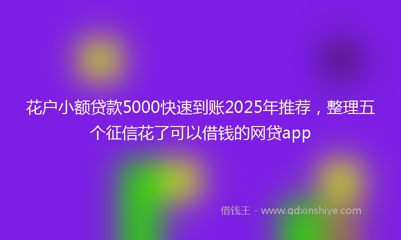 花户小额贷款5000快速到账2025年推荐，整理五个征信花了可以借钱的网贷app