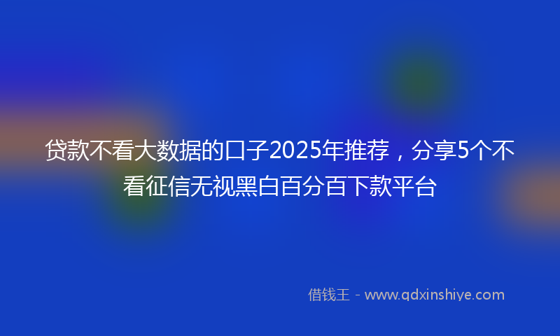 贷款不看大数据的口子2025年推荐，分享5个不看征信无视黑白百分百下款平台