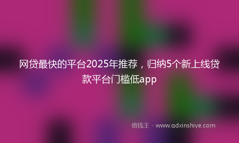 网贷最快的平台2025年推荐，归纳5个新上线贷款平台门槛低app