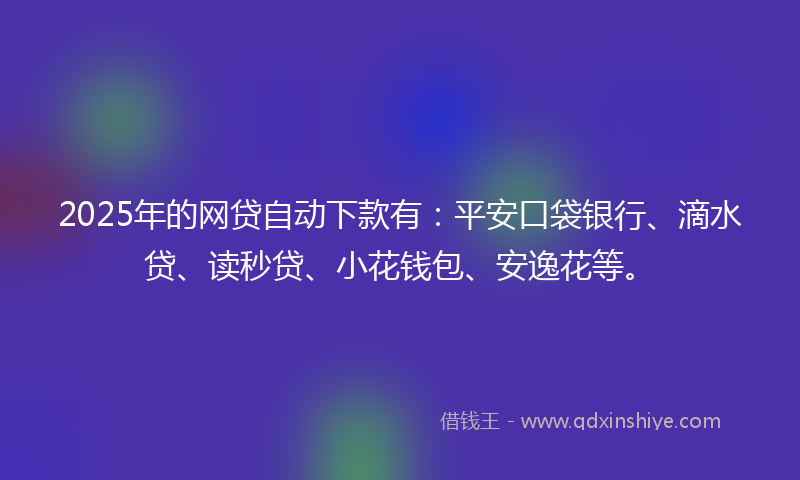 2025年的网贷自动下款有：平安口袋银行、滴水贷、读秒贷、小花钱包、安逸花等。
