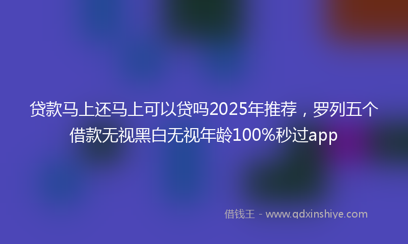贷款马上还马上可以贷吗2025年推荐，罗列五个借款无视黑白无视年龄100%秒过app