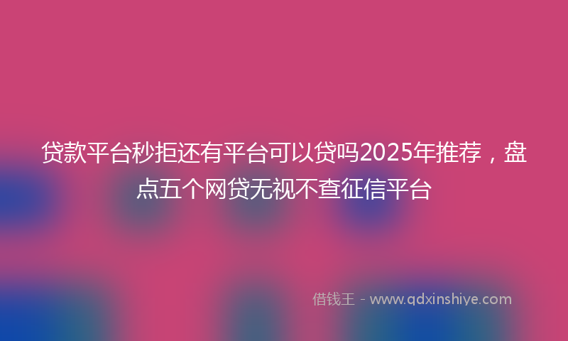 贷款平台秒拒还有平台可以贷吗2025年推荐，盘点五个网贷无视不查征信平台