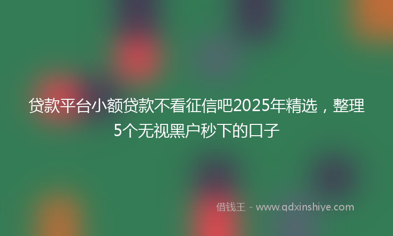贷款平台小额贷款不看征信吧2025年精选，整理5个无视黑户秒下的口子