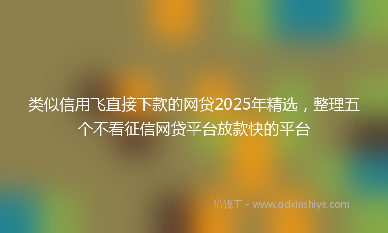 类似信用飞直接下款的网贷2025年精选，整理五个不看征信网贷平台放款快的平台