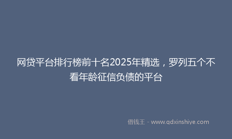 网贷平台排行榜前十名2025年精选，罗列五个不看年龄征信负债的平台