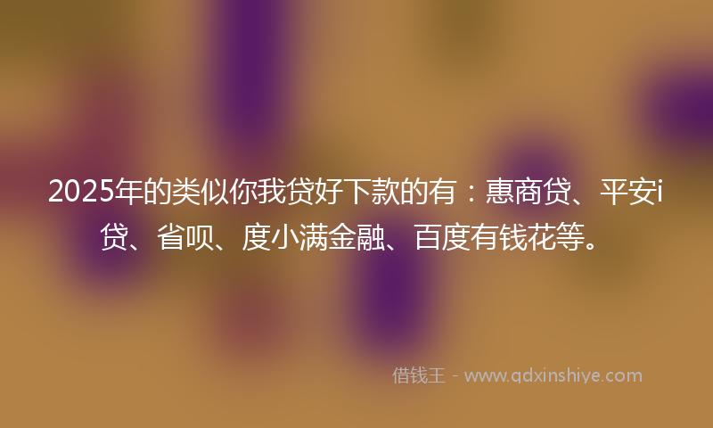 2025年的类似你我贷好下款的有：惠商贷、平安i贷、省呗、度小满金融、百度有钱花等。