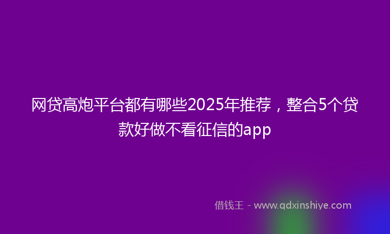 网贷高炮平台都有哪些2025年推荐，整合5个贷款好做不看征信的app
