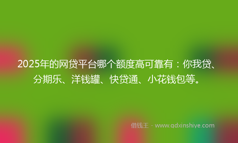2025年的网贷平台哪个额度高可靠有：你我贷、分期乐、洋钱罐、快贷通、小花钱包等。