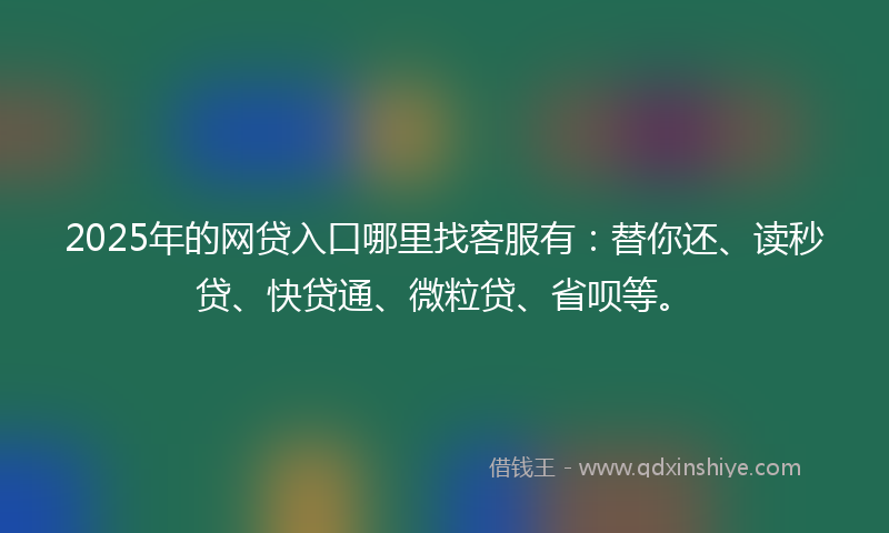 2025年的网贷入口哪里找客服有：替你还、读秒贷、快贷通、微粒贷、省呗等。