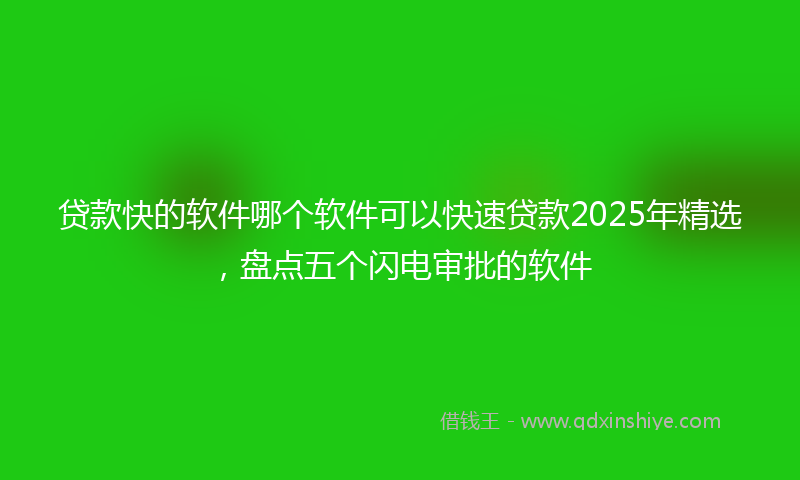 贷款快的软件哪个软件可以快速贷款2025年精选，盘点五个闪电审批的软件
