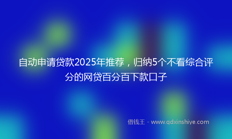 自动申请贷款2025年推荐，归纳5个不看综合评分的网贷百分百下款口子