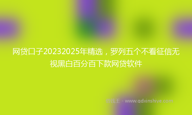 网贷口子20232025年精选，罗列五个不看征信无视黑白百分百下款网贷软件