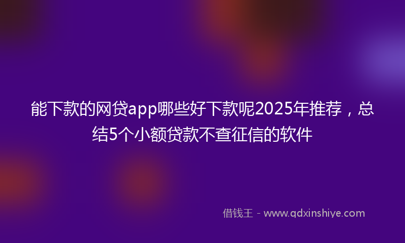 能下款的网贷app哪些好下款呢2025年推荐，总结5个小额贷款不查征信的软件
