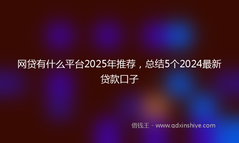 网贷有什么平台2025年推荐，总结5个2024最新贷款口子