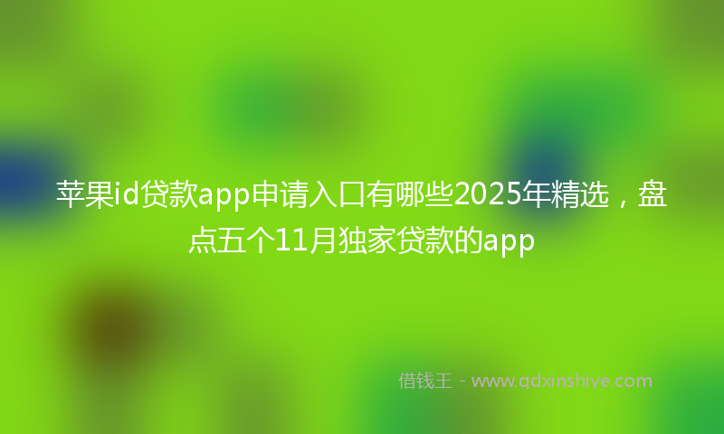 苹果id贷款app申请入口有哪些2025年精选，盘点五个11月独家贷款的app